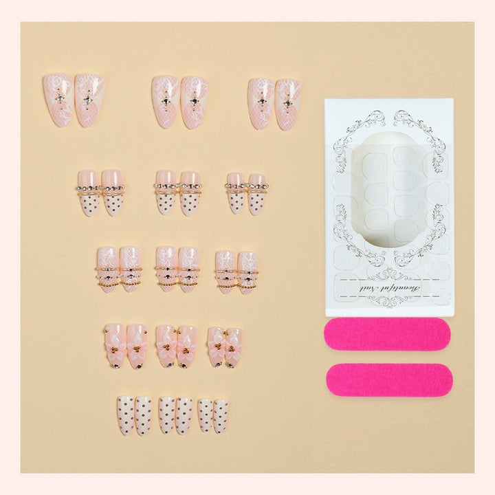 Creative acrylic nail set with elegant decorations Bowlift