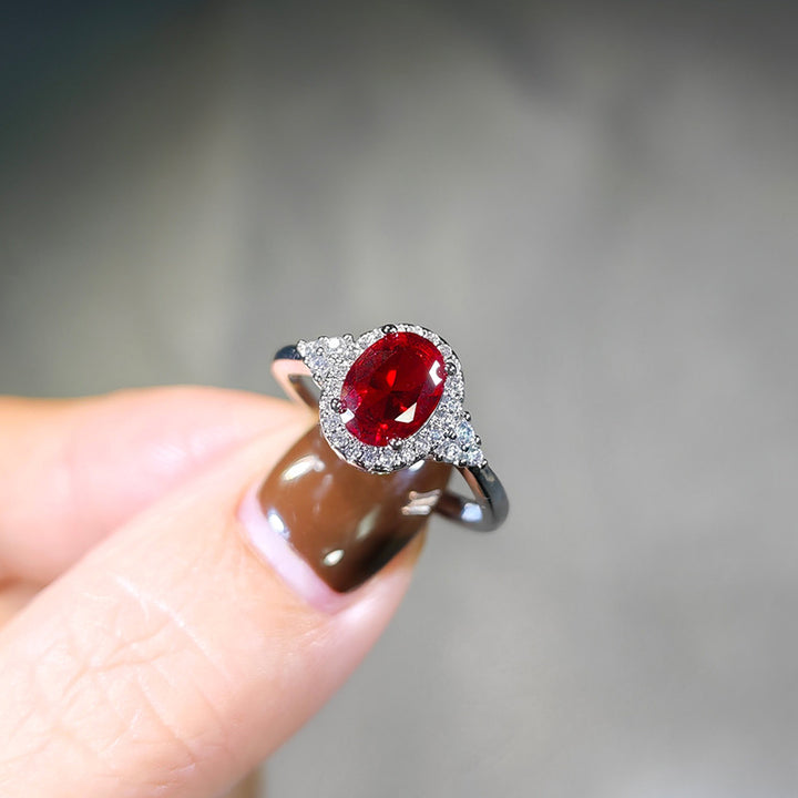 Oval Faceted Gemstone Halo Engagement Ring With Pavé Sterling Band