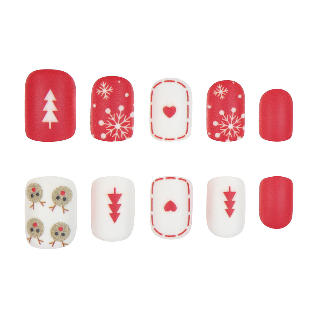 Festive Holiday-Themed Press-On Nail Art Set Bowlift