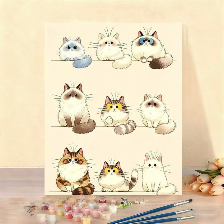 Cat-Themed Paint by Numbers Canvas Art Kit Bowlift