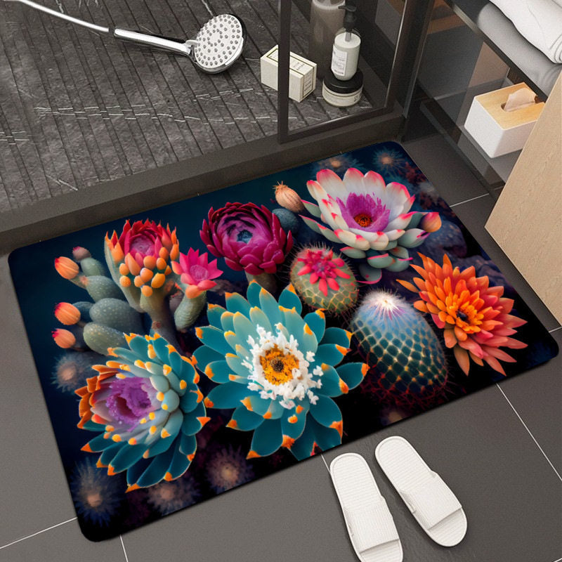 Floral Design Memory Foam Bath Mat Bowlift