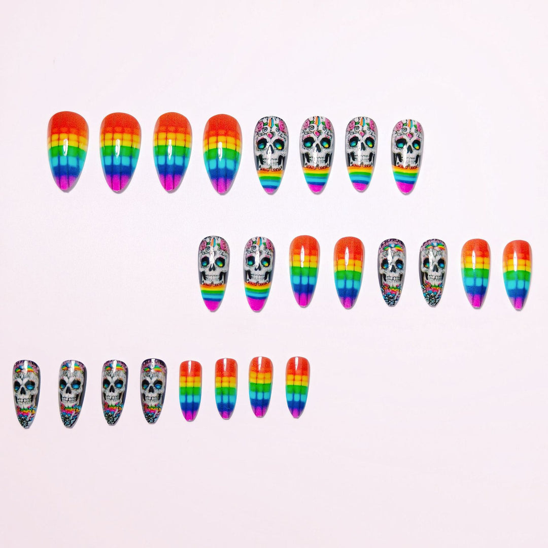 Artistic Skull-Pattern Nail Art Bowlift