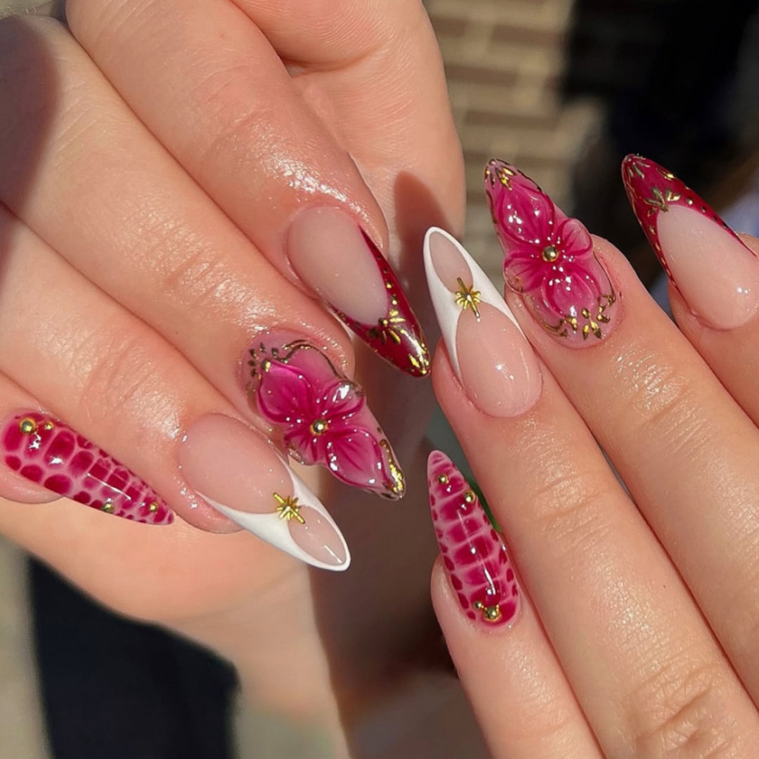 Artful nail art with floral accents Bowlift