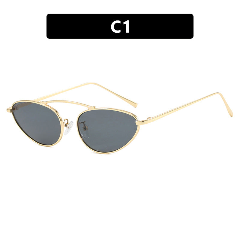 Women trendy Cat-Eye sunglasses with slim metal frame Bowlift