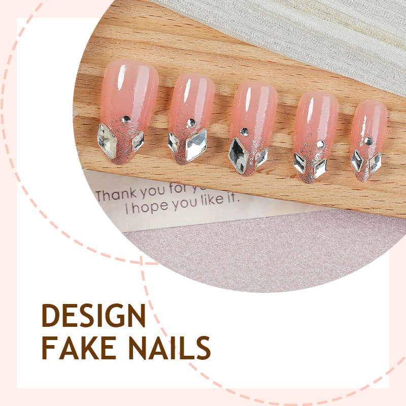 Artificial nail set with elegant glitter design Bowlift