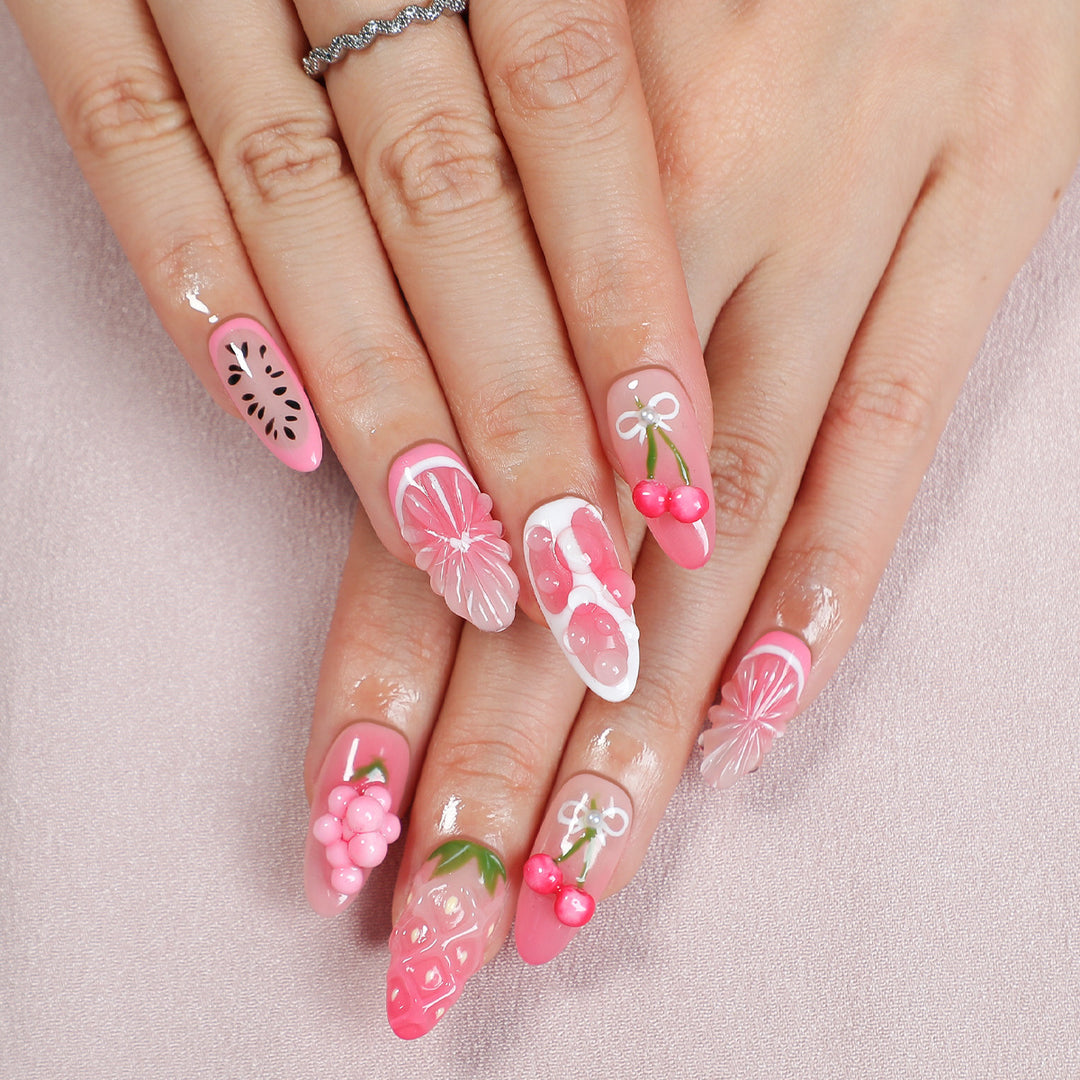 Creative Nail Set with fruity and floral designs Bowlift