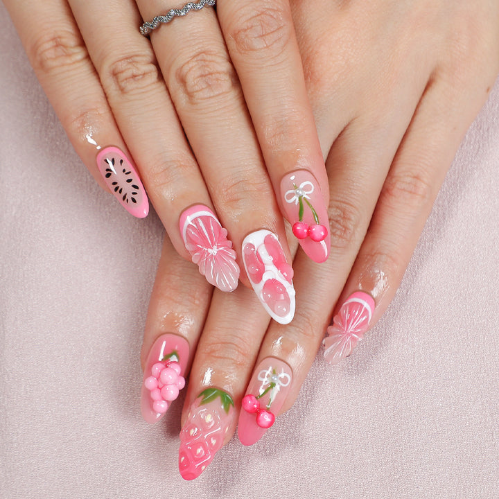Creative Nail Set with fruity and floral designs Bowlift
