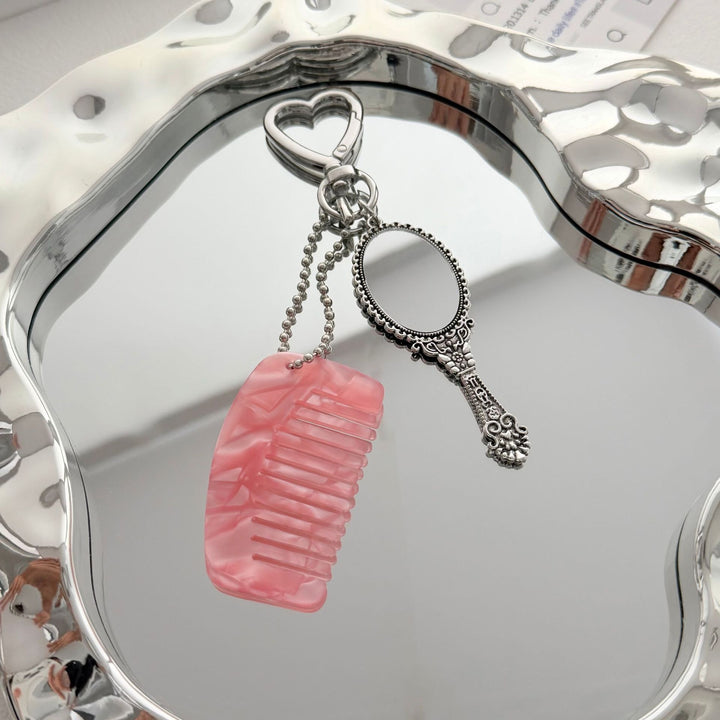 Charming Compact Mirror and Comb Keychain Bowlift