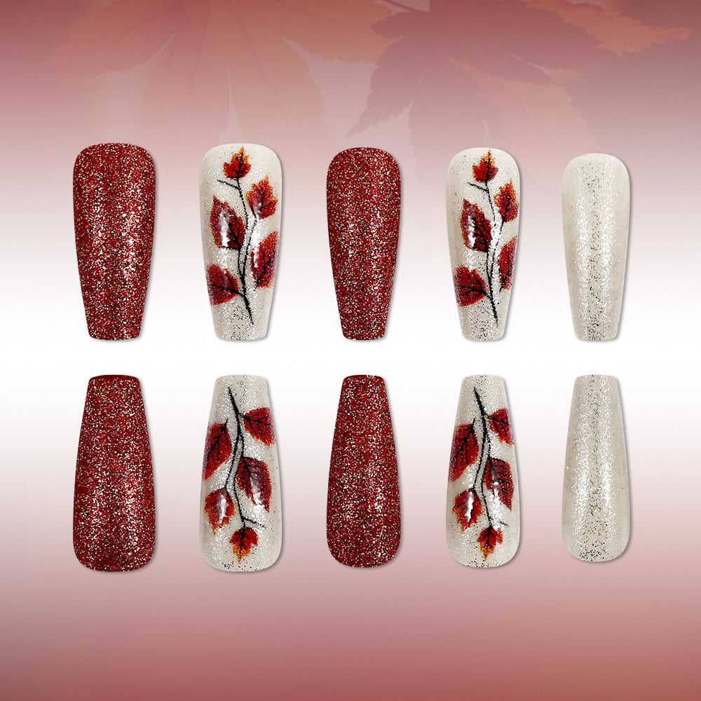 Autumn-Themed Decorative Press-On Nails Bowlift