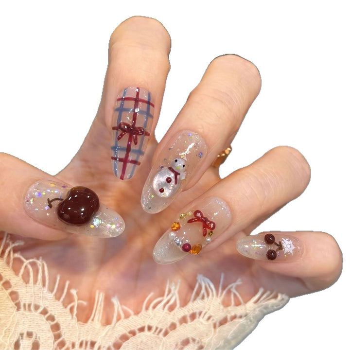 Winter-Themed Press-On Nail Art Set Bowlift