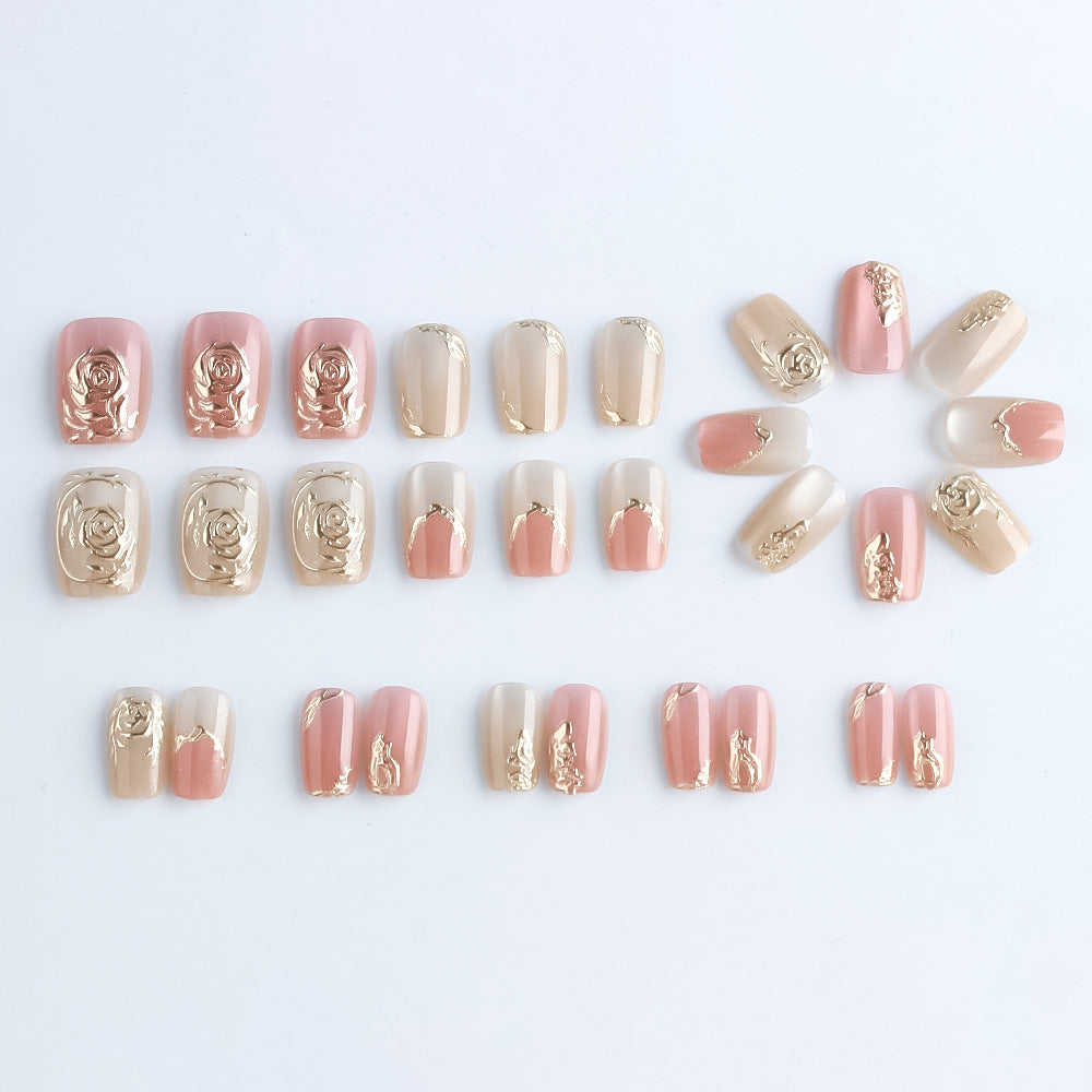 Elegant Floral Press-On Nail Art Set Bowlift