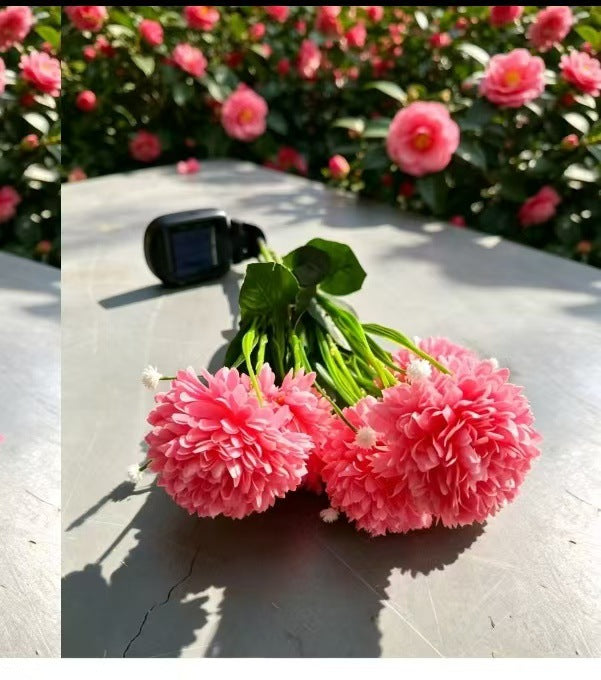 Solar-Powered Realistic Camellia Floral Garden Stake Lights With Adjustable LED Heads And Stainless Steel Spike Bowlift