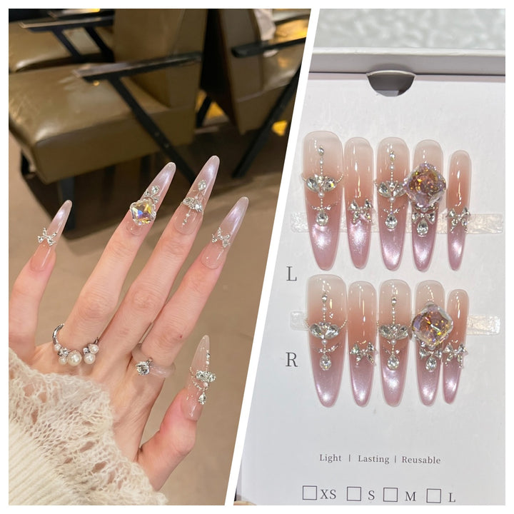 Artistic Stiletto Press-On Nail Set with Charming Patterns Bowlift
