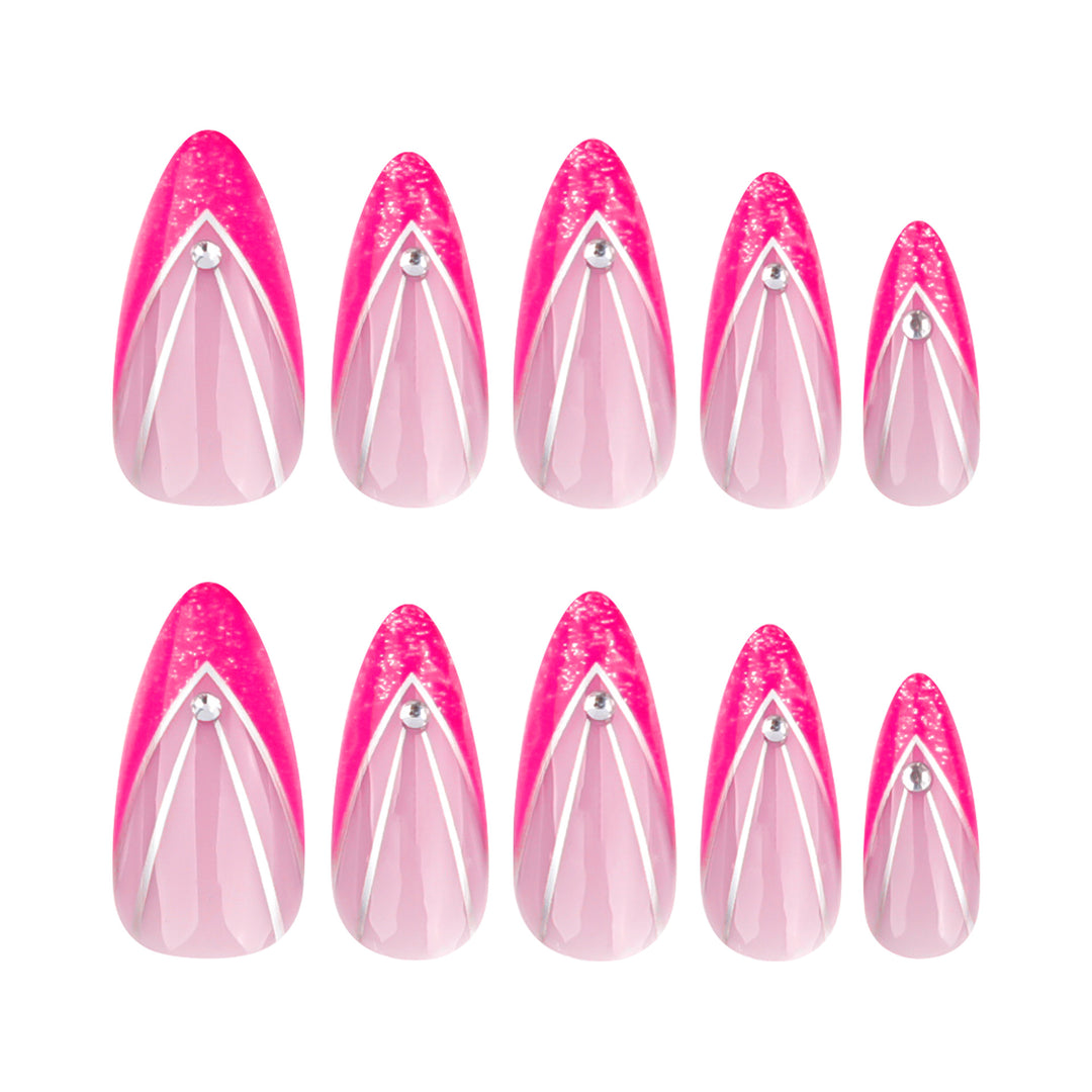 Artful Nail Extensions with Glitter and Rhinestone Decorations Bowlift