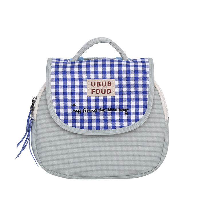 Cute Gingham Pattern Insulated Lunch Bag Bowlift