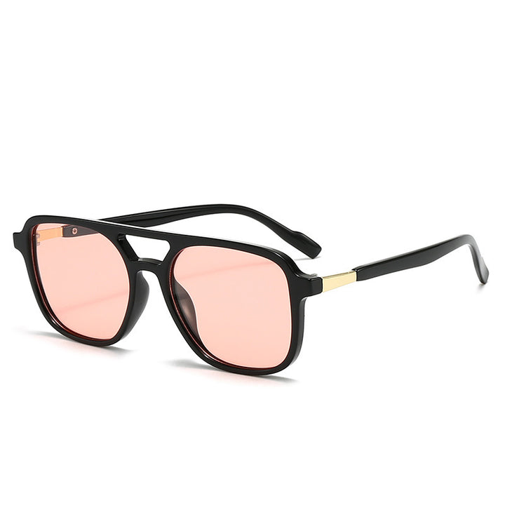 Square Aviator Sunglasses with Cutout Double Bridge and Polarized Gradient Lenses Bowlift