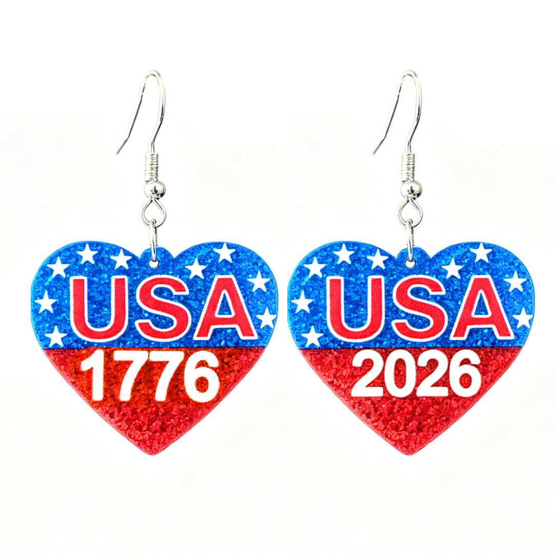Ladies nan Statement bow earrings made of acrylic with glittering star stripe design and round studs Bowlift