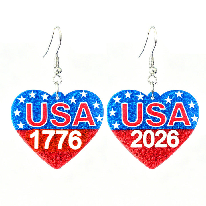 Ladies nan Statement bow earrings made of acrylic with glittering star stripe design and round studs Bowlift
