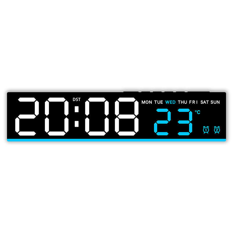 Digital wall clock with large LED digits and temperature display Bowlift
