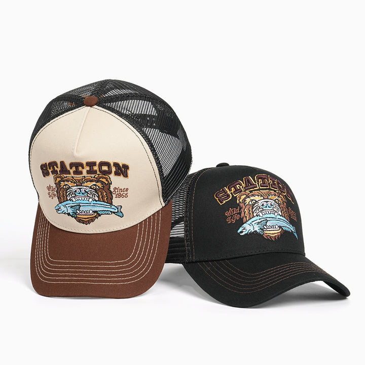 Women Trucker Cap with large embroidery design Bowlift
