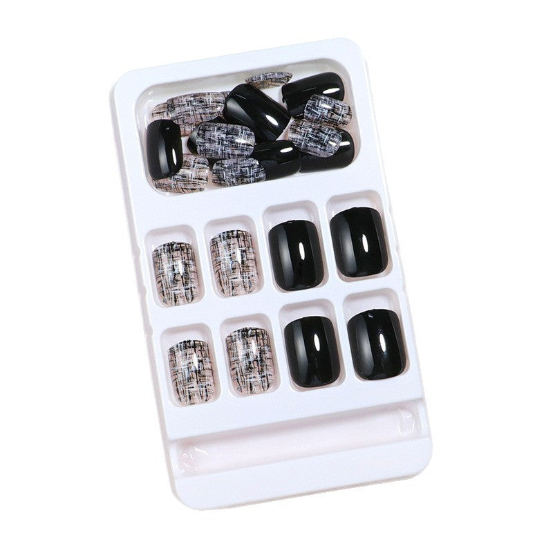 Glossy Artistic Press-On Nail Set with Abstract Design Bowlift