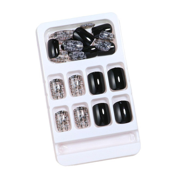 Glossy Artistic Press-On Nail Set with Abstract Design Bowlift