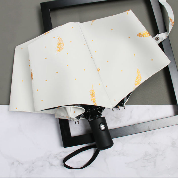 Women's Folding Umbrella with Elegant Feather Design Bowlift