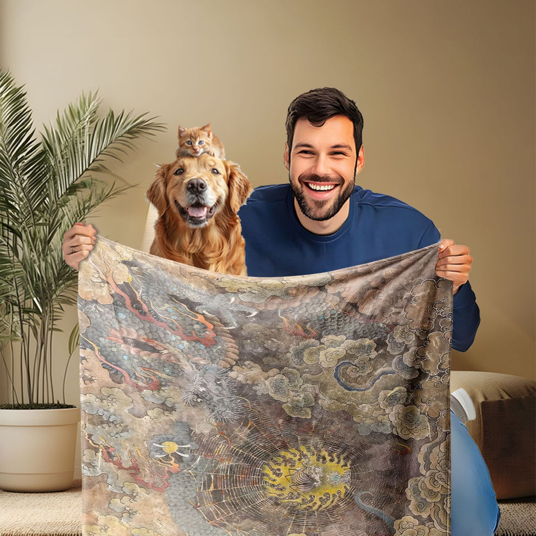 Artistic Dragon-Themed Throw Blanket