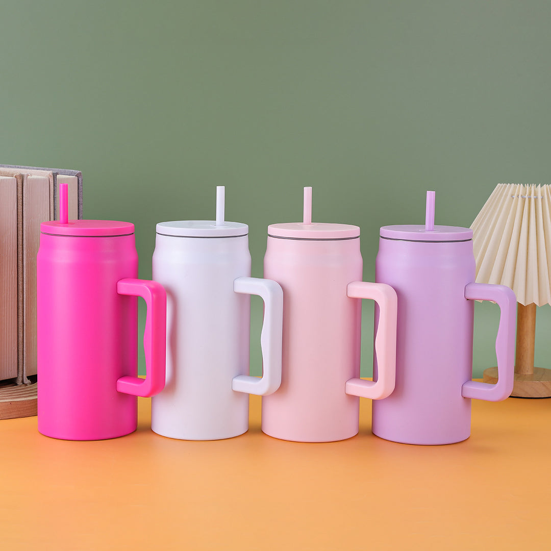 Ladies thermal mug with lid and straw Bowlift