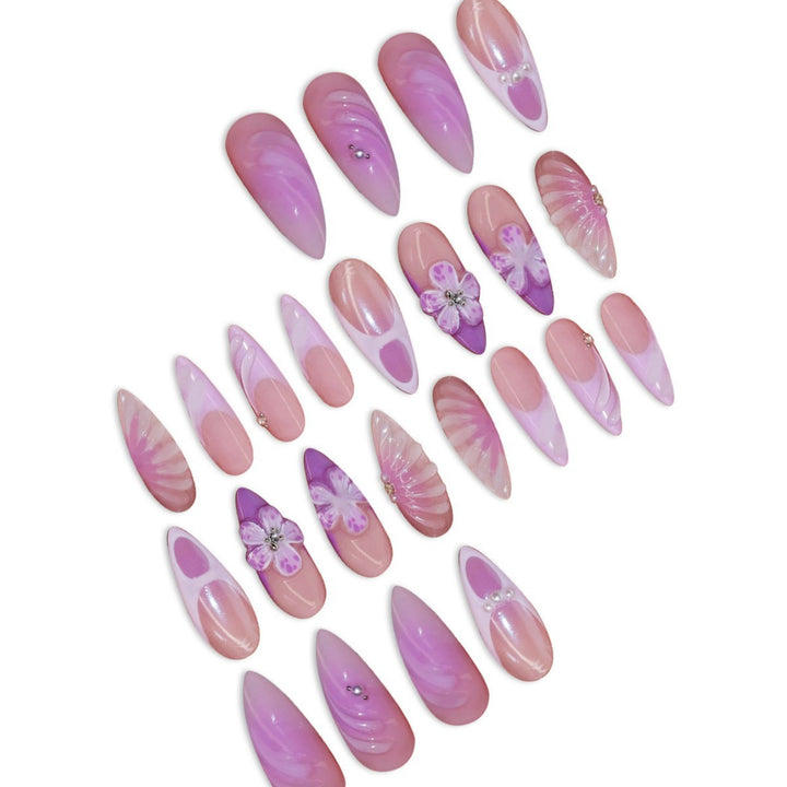3D Decorative Floral Press-On Nail Extensions Bowlift