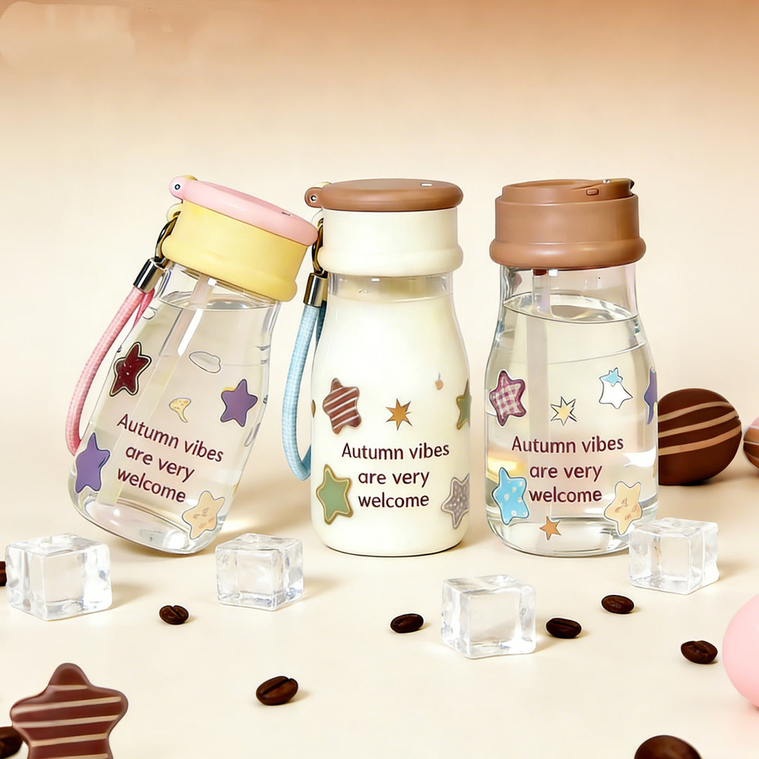 Ladies drinking bottle with playful print and practical carrying handle Bowlift