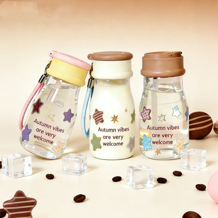Ladies drinking bottle with playful print and practical carrying handle Bowlift