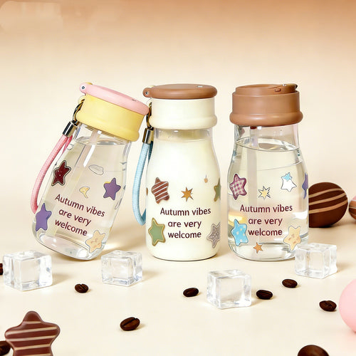 Ladies drinking bottle with playful print and practical carrying handle Bowlift