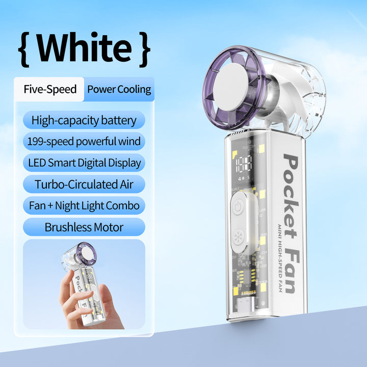 Women Portable High-Speed Mini Fan with LED Display Bowlift