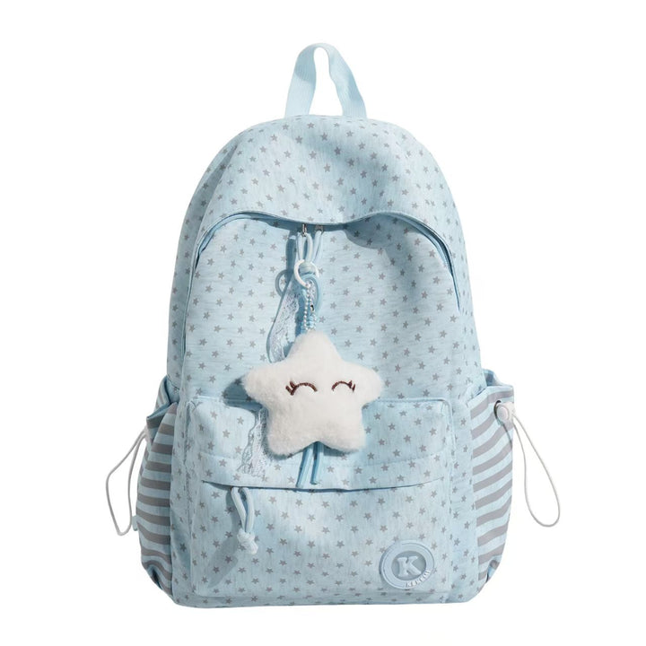 Star-Patterned Plush Backpack Bowlift