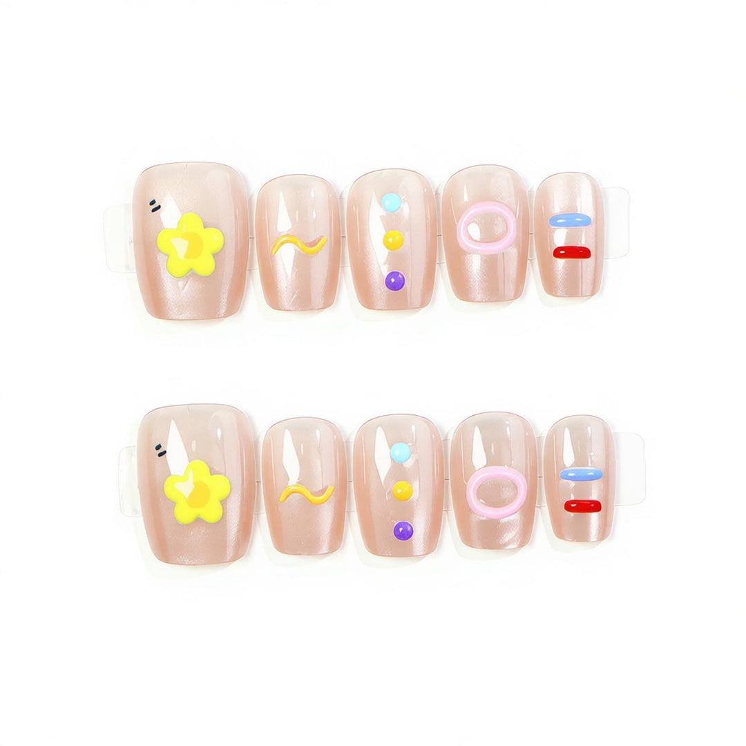 Thematic Artistic Press-On Nail Set Bowlift