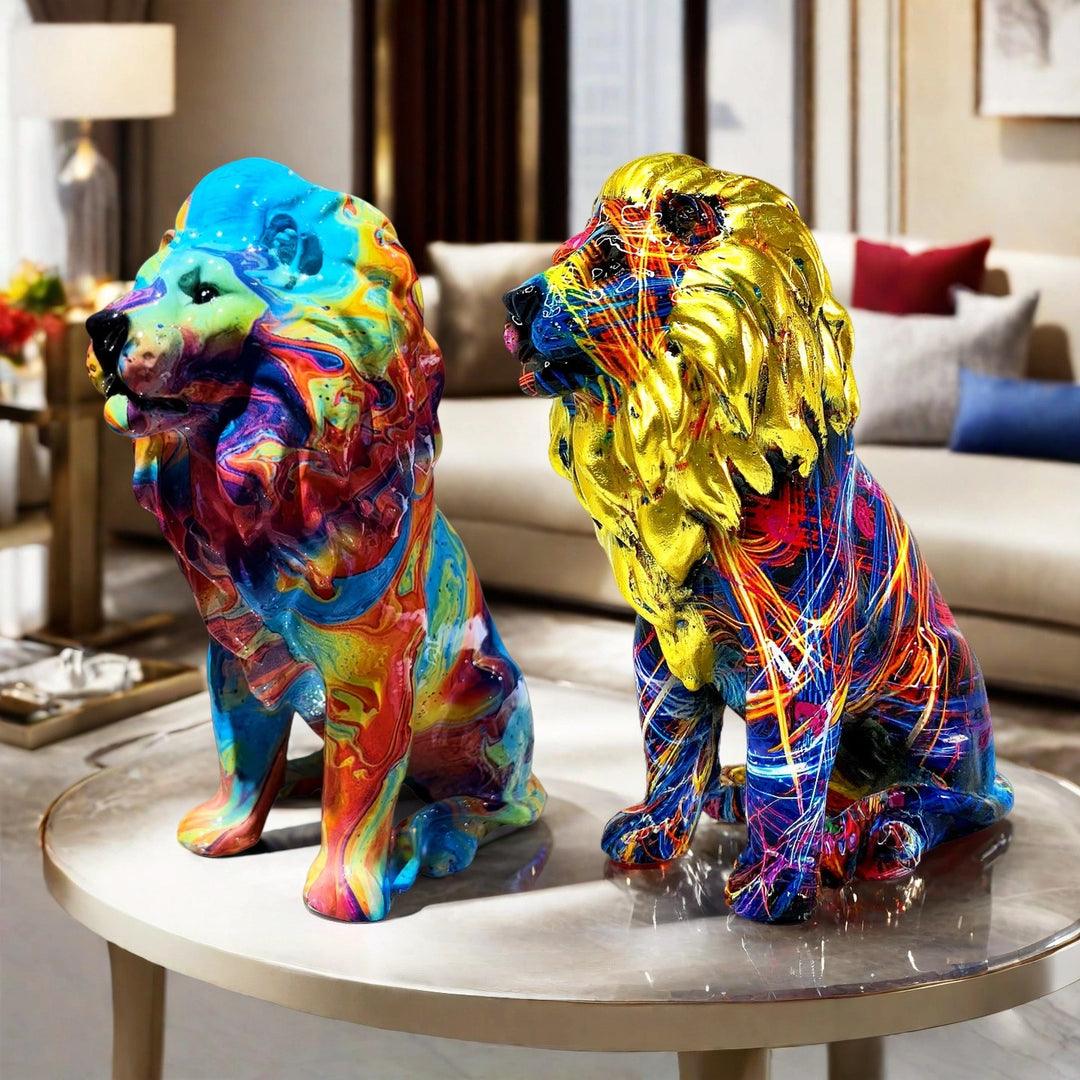 Colorful Lions Sculpture Bowlift