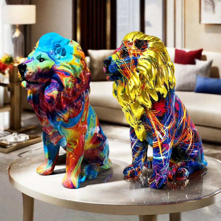 Colorful Lions Sculpture Bowlift