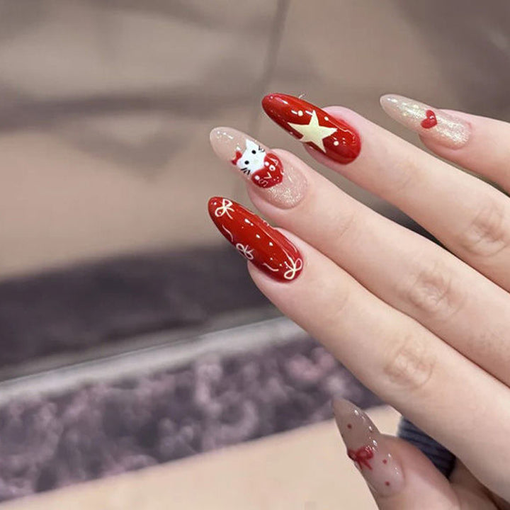 Glossy Decorative Press-On Nails Set Bowlift