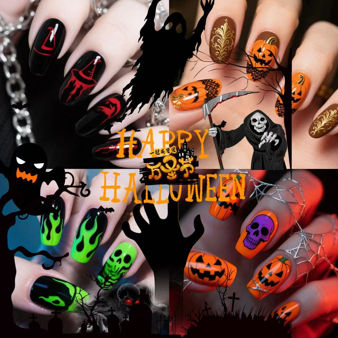 Artificial nails with creepy skull design Bowlift