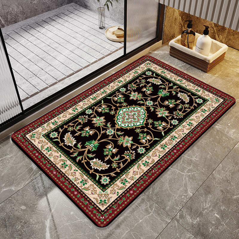Vintage Floral Design Bath Mat Bowlift