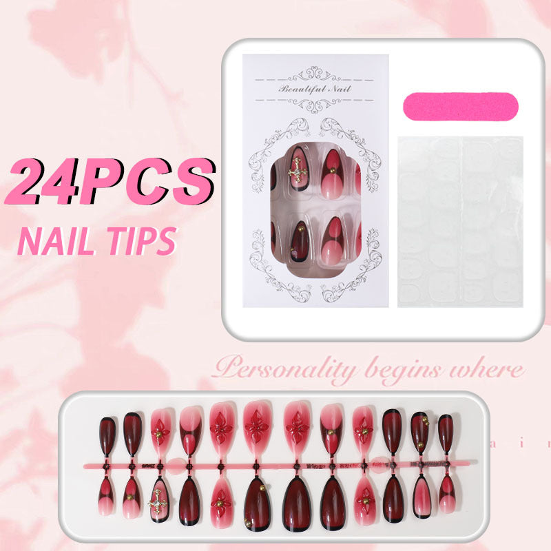 Decorative Floral Press-On Nail Art Bowlift