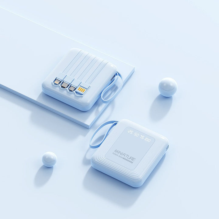 Mini power bank with integrated multifunction charging cable Bowlift