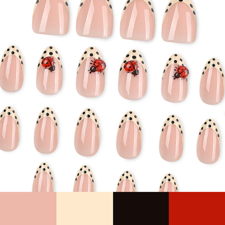 Artful nail art with ladybug motif and polka dots Bowlift