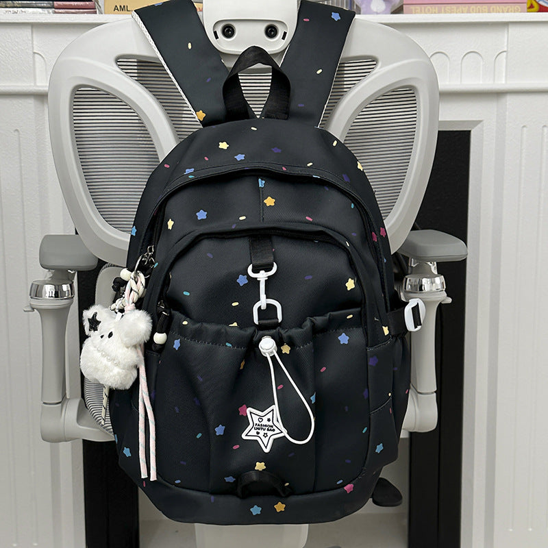 Backpack with Colorful Star Pattern and Versatile Compartments Bowlift