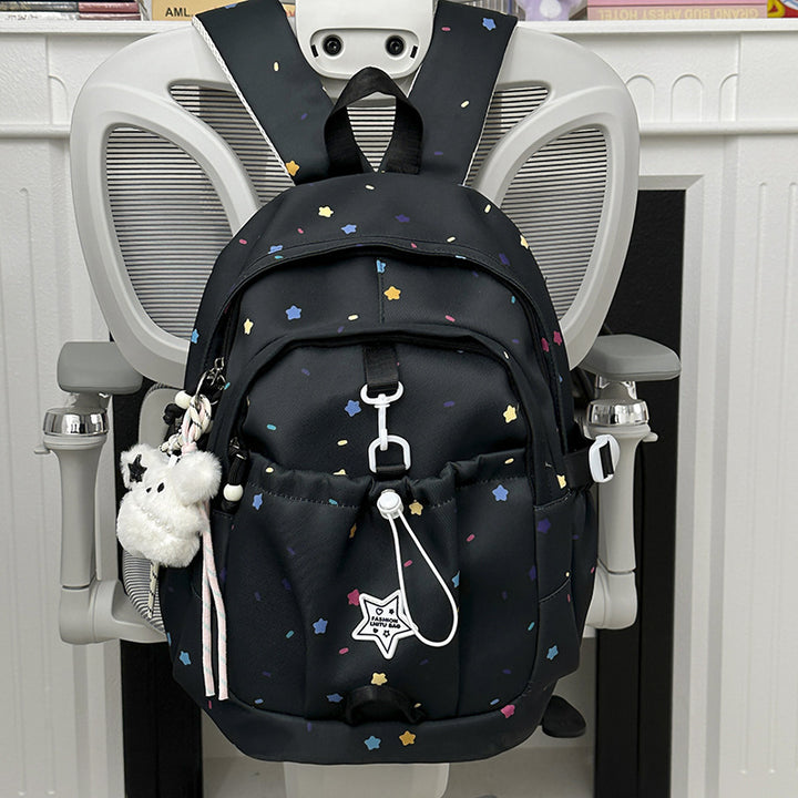 Backpack with Colorful Star Pattern and Versatile Compartments Bowlift