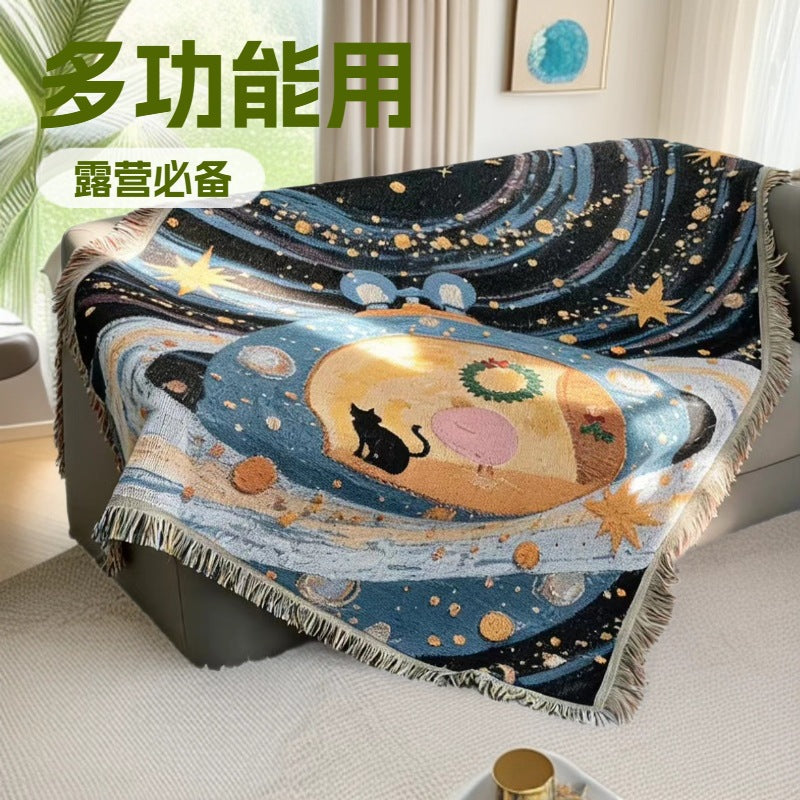 Artistic Space-Themed Throw Blanket