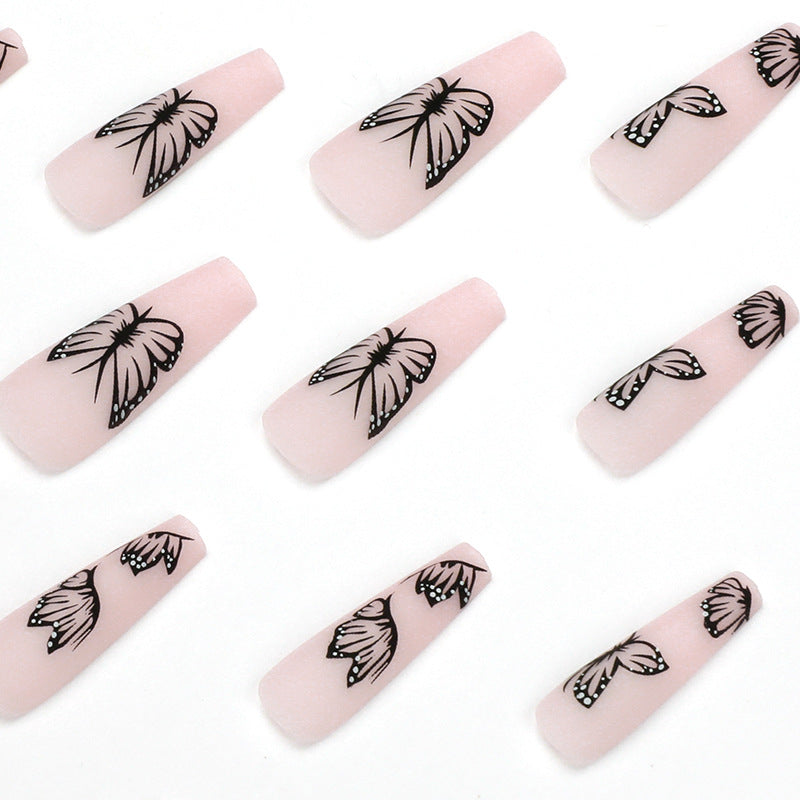 Artistic Nail Extensions with Butterfly Design Bowlift