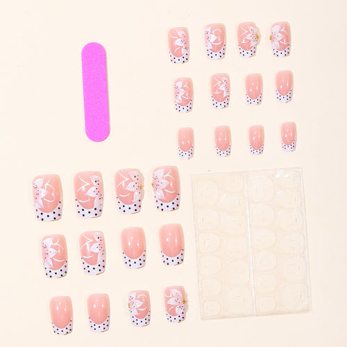 Floral French Tip Acrylic Nail Art Bowlift