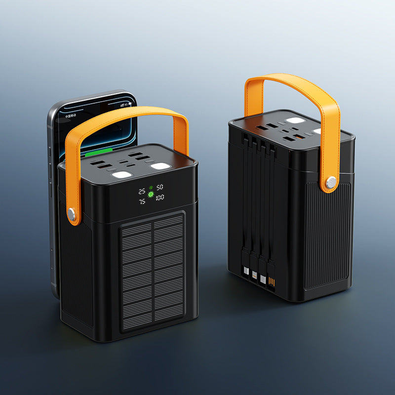 Portable Solar Power Bank with Integrated Cable Management and Digital Display Bowlift
